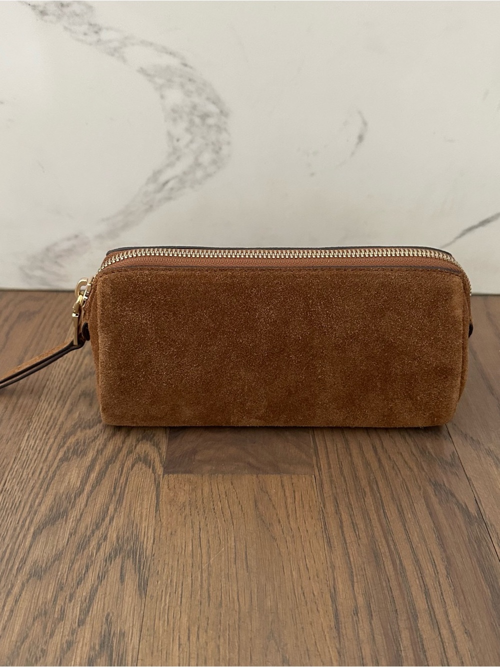NWT Madewell The Makeup Pouch in Suede in Warm Chestnut Brown